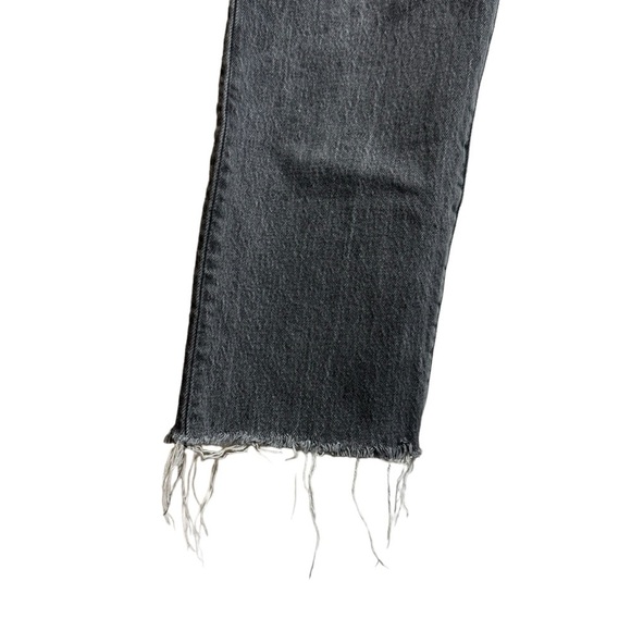 Levis 501 High Rise Straight Leg Faded Black Denim Raw Cut Off Hem Jeans 25 - Picture 6 of 16